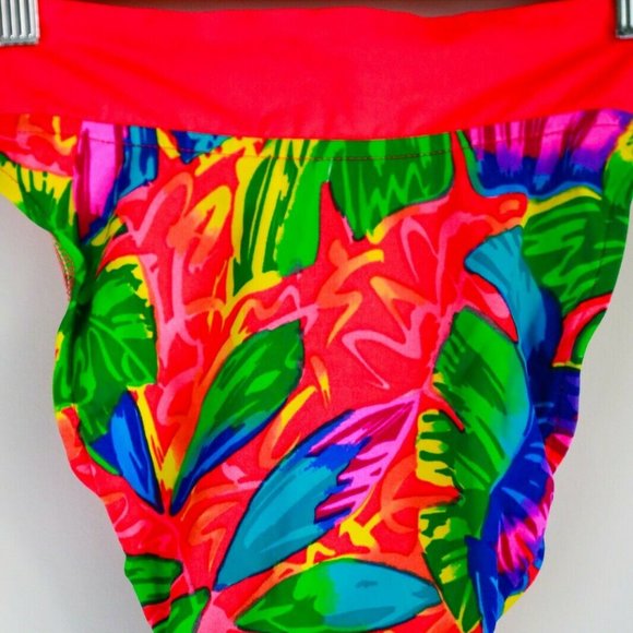 Ocean Pacific High Cut Neon Floral Swim Bottoms - Picture 7 of 8